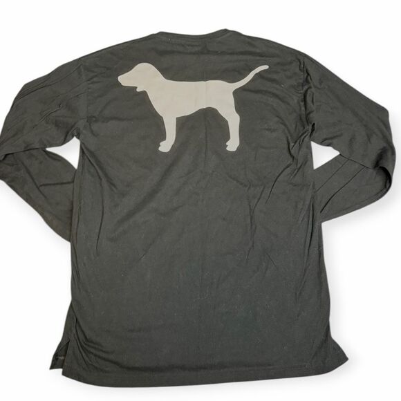 PINK VICTORIA’S SECRET Women’s Black Long Sleeve Pocket Tee Size Large - Picture 2 of 5